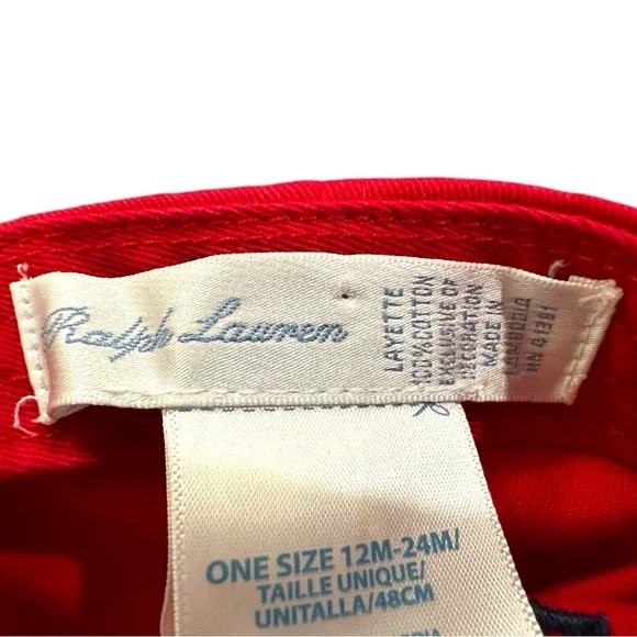 Ralph Lauren Red Baseball Cap 12-24 Months - Picture 6 of 7
